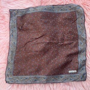 Dior Silk Scarf with Blue and Cream Paisley